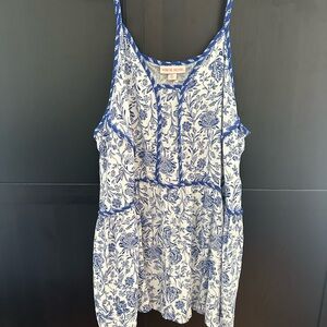 Knox Rose Blue and White Ruffled Camisole Top